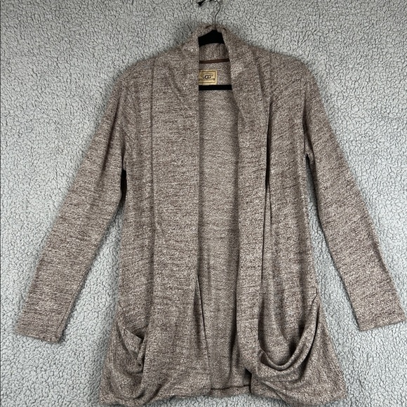 UGG Open Front Long Sleeve Marbled Brown White Long Cardigan Size M - Picture 2 of 16